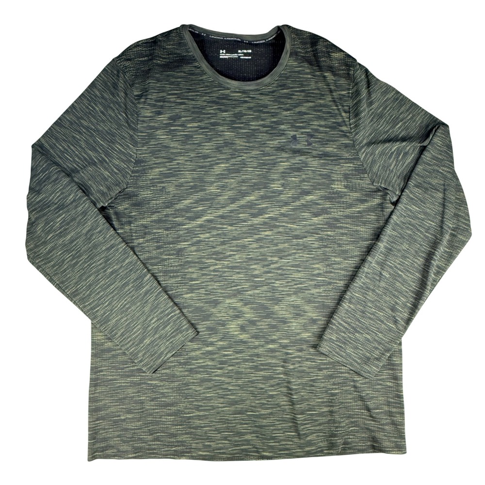 Under Armour HeatGear Shirt Long Sleeve Fitted Space Dye Green XL Mens